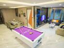 Modern living space with a pool table