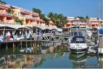 Marina with yachts and waterfront properties