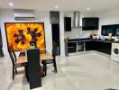 Modern kitchen with dining area