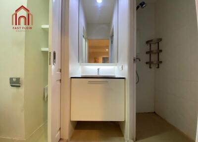 Modern bathroom with vanity and shower