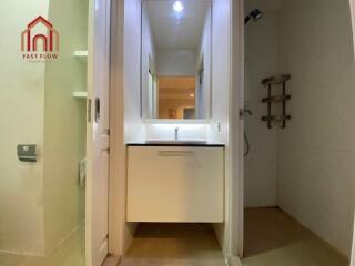 Modern bathroom with vanity and shower