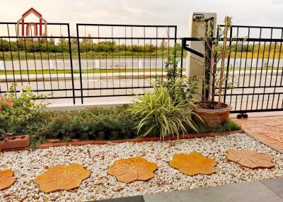 Beautifully landscaped garden area with pathway and plants