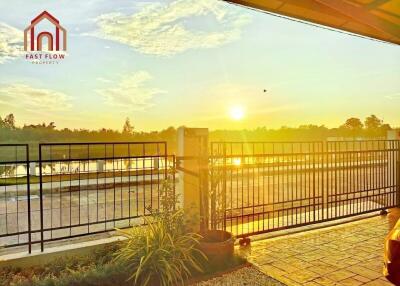 Outdoor view with sunset and river