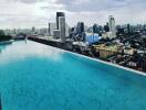 Rooftop infinity pool with city skyline view