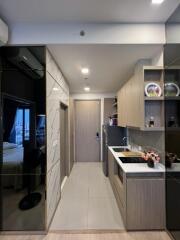 Modern kitchen with integrated appliances and storage