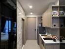 Modern kitchen with integrated appliances and storage