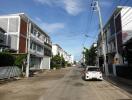 Residential street with modern houses