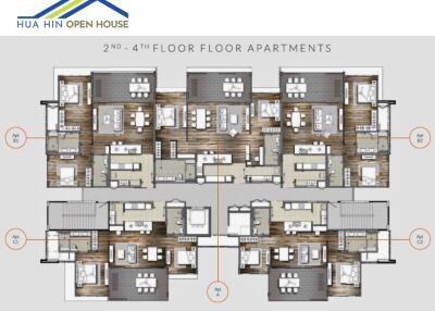 Floor plan of Hua Hin Open House 2nd to 4th floor apartments