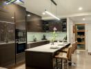 Modern kitchen with island and seating area