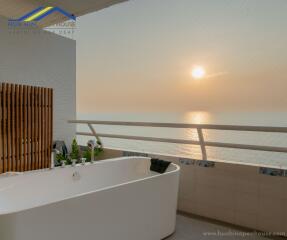 Bathroom with ocean view bathtub