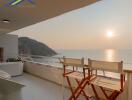 Balcony with ocean view at sunset