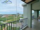 Balcony with a view of the surrounding area and distant buildings