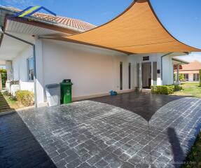 Front view of a modern house with a driveway