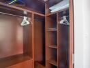 Spacious walk-in closet with shelves and hanging space