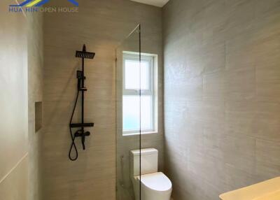 Modern bathroom with glass shower