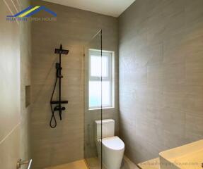 Modern bathroom with glass shower