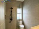 Modern bathroom with glass shower