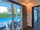 Living area with view of pool