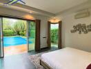 Bedroom with pool view