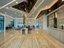 Spacious modern lobby with luxurious finishes and contemporary design elements