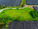 Aerial view of a parcel of land amid agricultural fields