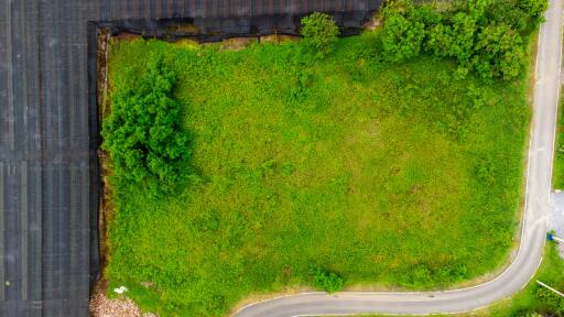 Aerial view of a plot of land