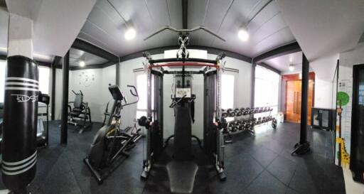 Home gym with exercise equipment