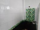 Bathroom with shower and mosaic tiles