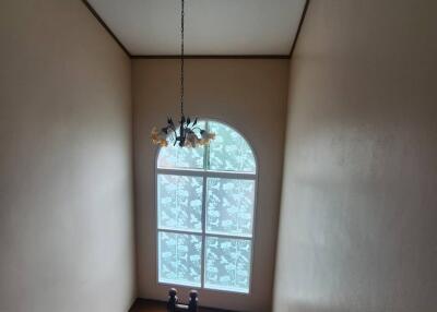 Wooden staircase with window