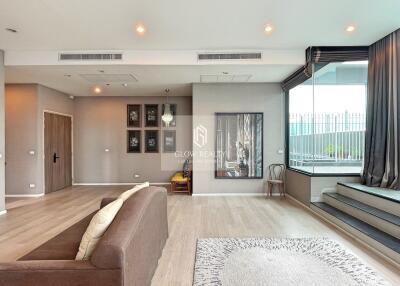 Spacious modern living room with natural light