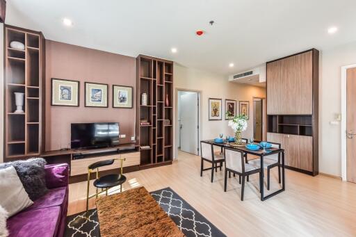 Modern living room with dining area