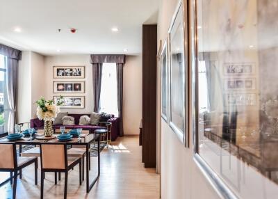 Modern living and dining area with natural light