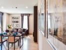 Modern living and dining area with natural light