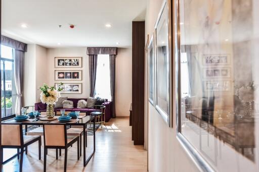 Modern living and dining area with natural light