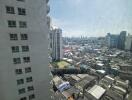 High-rise apartment building with a city view