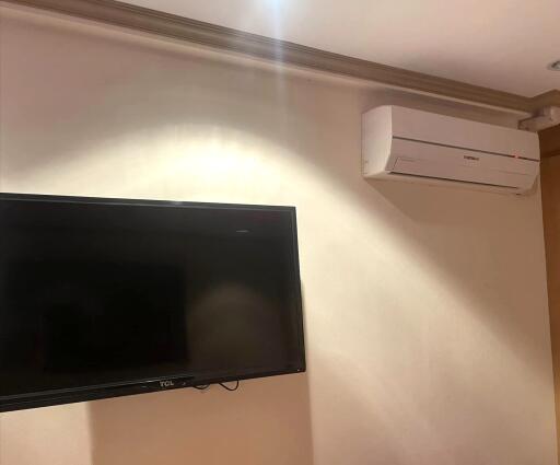 Wall-mounted television and air conditioning unit