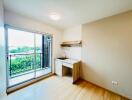 Modern kitchen with balcony view