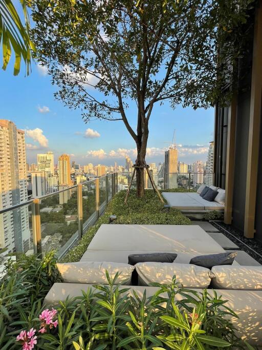 Modern balcony with city view