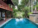 Beautiful outdoor area with pool and greenery