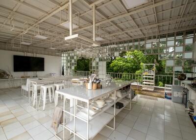 Large modern kitchen with open-air design