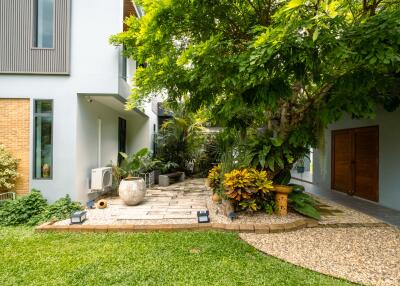 Beautifully landscaped garden area with lush greenery