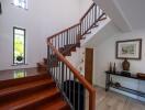 Modern stairway with decorative items