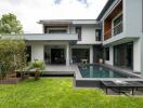 Modern house with pool and garden