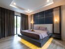 Modern bedroom with accent lighting