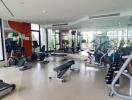 Well-equipped gym area with various exercise machines and weights