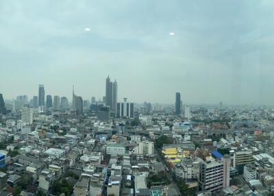 Panoramic view of a city with modern buildings and skyline