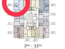 Building floor plan with layout of different apartment units