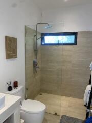 Modern bathroom with glass shower