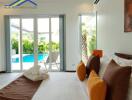 Bedroom with pool view