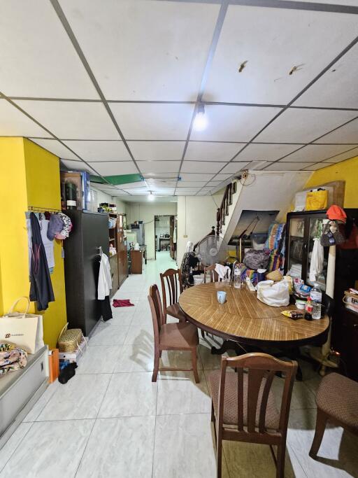 Kitchen and dining area with a round table